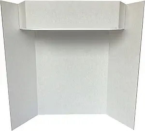 GEOGRAPHICS Royal Brites Tri-fold Corrugated Project Board with Header 36" x 48", 1 Ply Tri-Fold Project Board w/Built-in 4 Header for School & Work Presentations, Science Fair Display Boards, White, Pack of 12