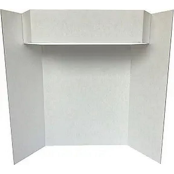Royal Brites Tri-fold Corrugated Project Board with Header 36" x 48", 1 Ply Tri-Fold Project Board w/Built-in 4 Header for School & Work Presentations, Science Fair Display Boards, White, Pack of 12