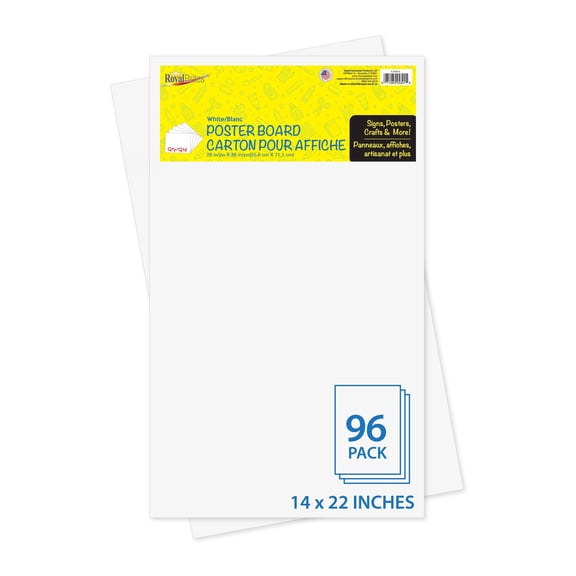 Royal Brites White Smooth Poster Boards for School, Arts & Crafts, 14" x 22", 96 Count