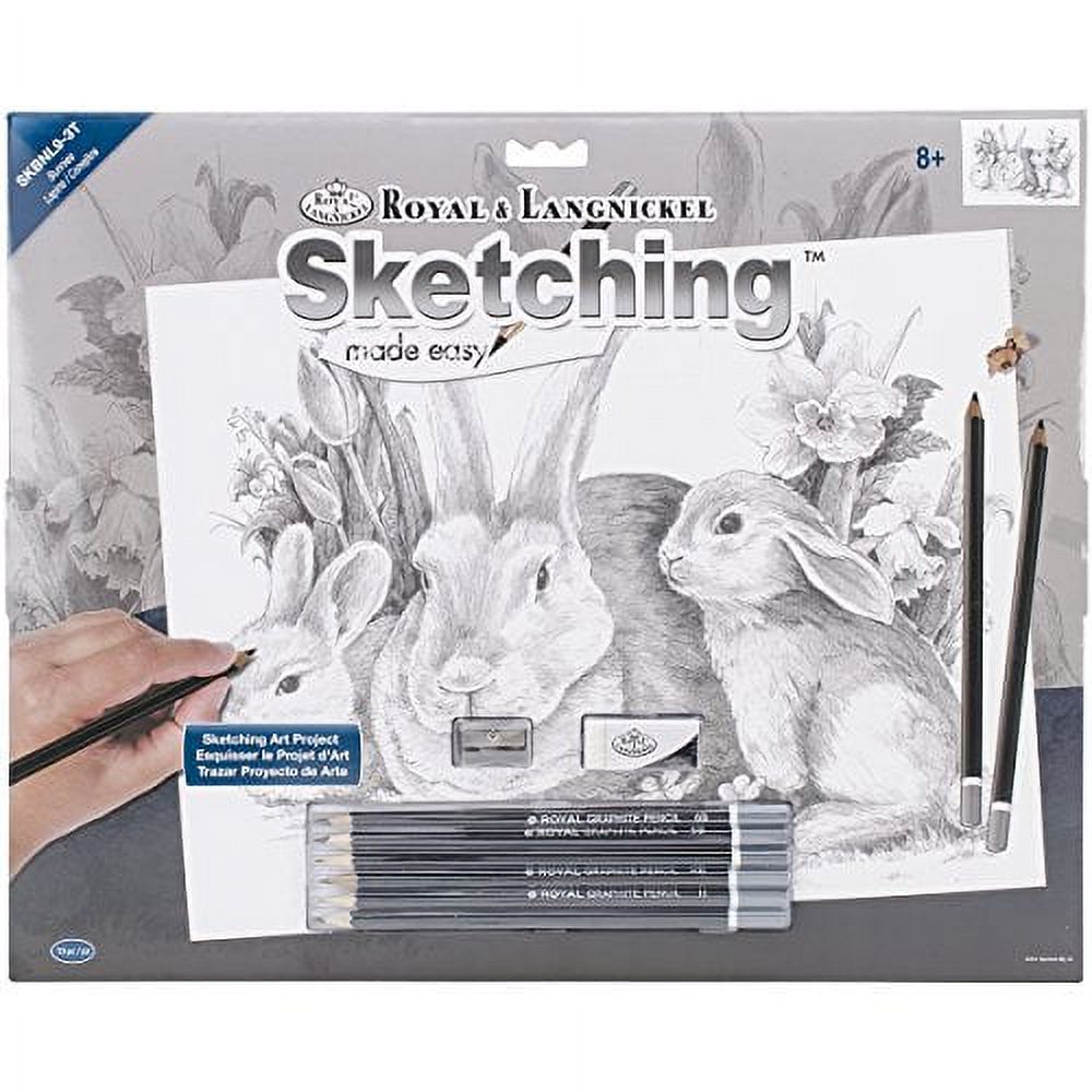 Royal Brush Mini Skizzieren Kit 'Sea Horse' – Zeichen-Set Mit Vorgedruckter Platte & 6 Graphitstiften