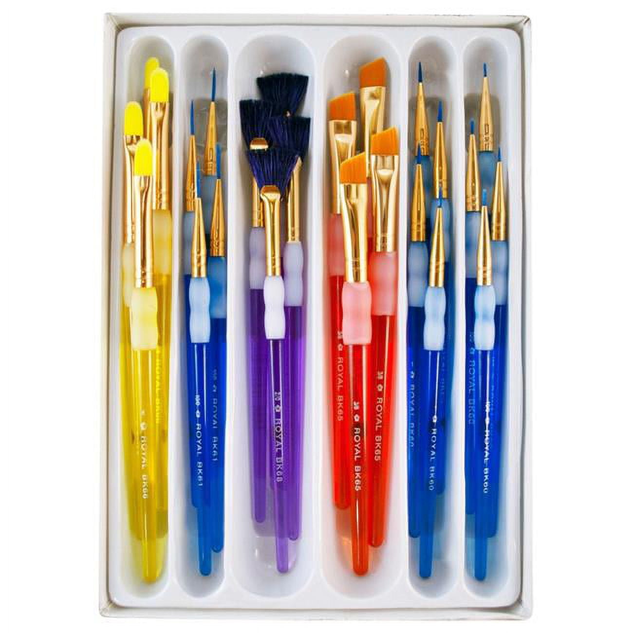 Royal Brush 2020983 Big Kids Choice Value Specialty Paint Brushes, Assorted Size - Set of 24