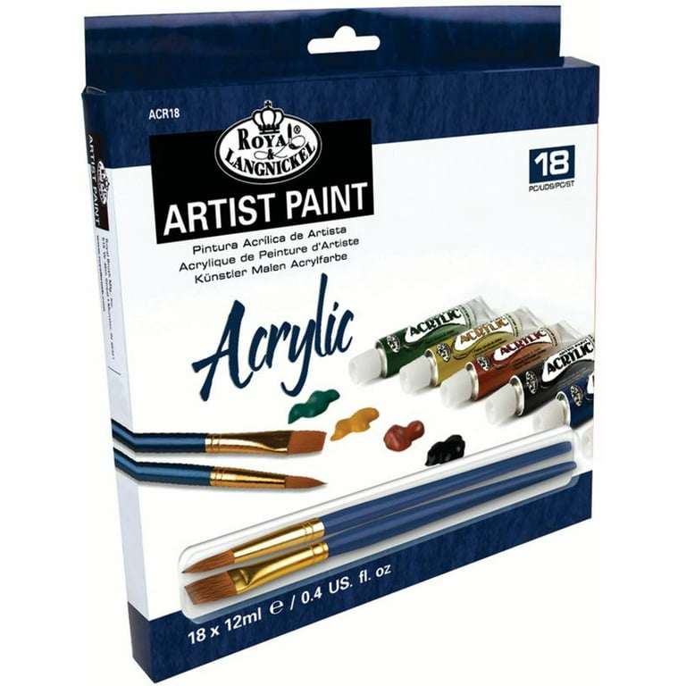 Crafter's Closet Bright Acrylic Paint Pots Set, Paint Brush and 12 Acrylic  Paint Colors