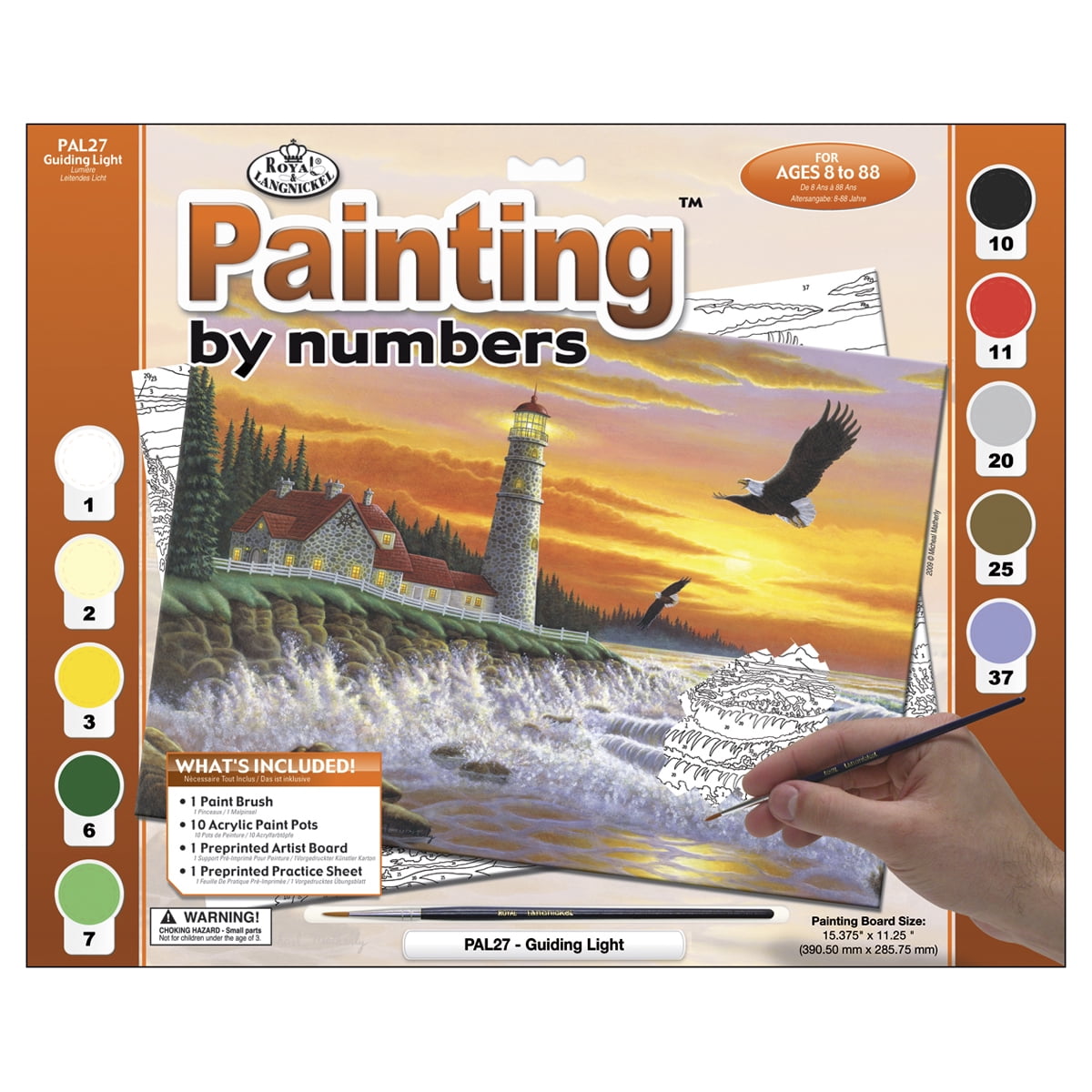 Limebrush DIY Paint by Numbers for Adults Beginner Set - Creative 12X16 Large Framed Canvas Adult Paint by Number Kit with Reusable Brushes