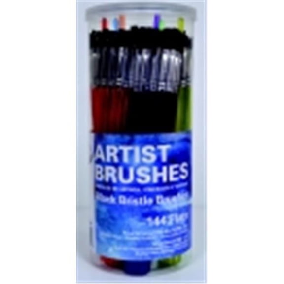 Royal Brush Flat Golden Black Bristle Polymer Handle Classroom Value Brush, Set 144