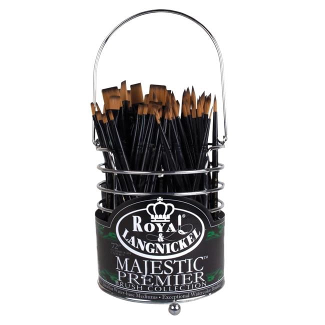 Royal Brush Majestic Variety Synthetic Hair Acrylic Handle Classroom Caddies Brush, Set 72