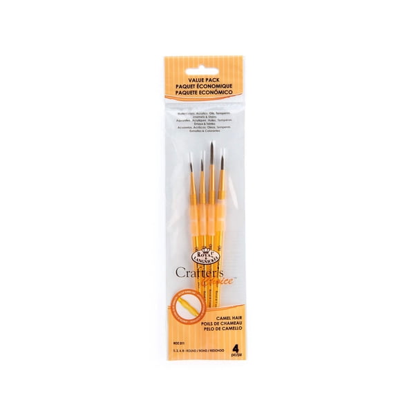 RCC 211 | Crafter's Choice 4pc Synthetic Camel Hair Round Brush Set