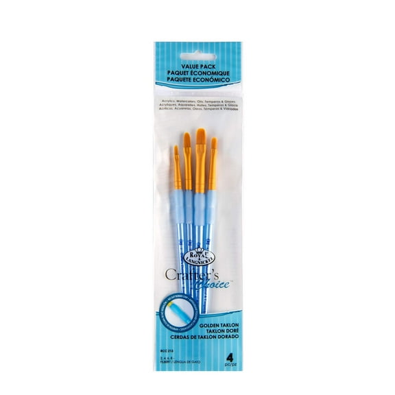 RCC 213 | Crafter's Choice 4pc Golden Taklon Filbert Brush Set