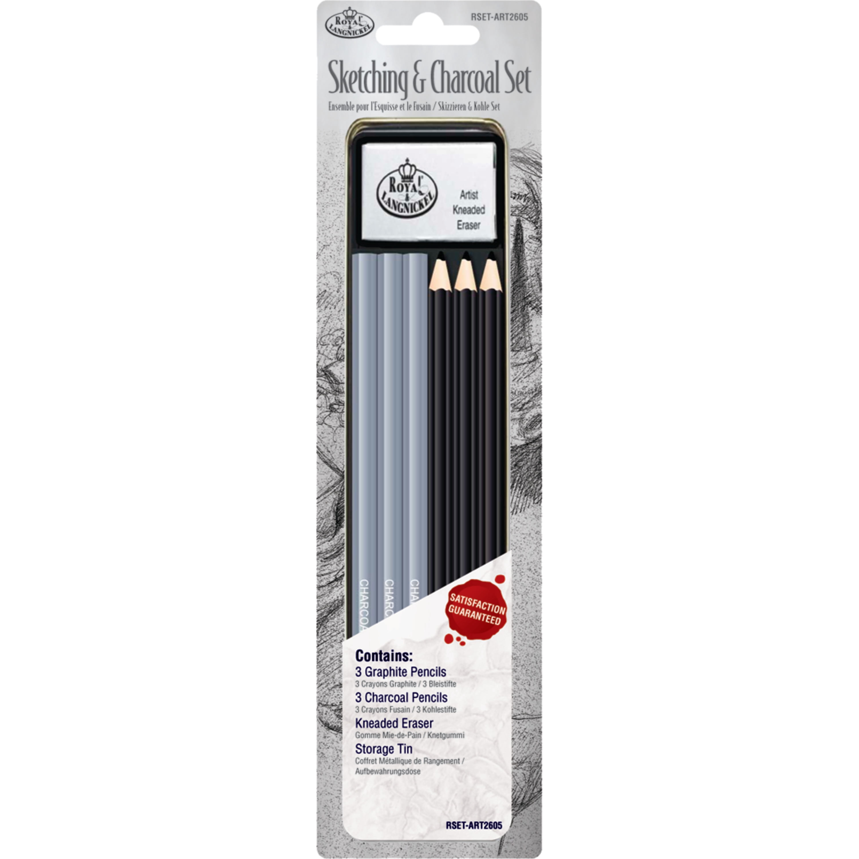 Royal Brush Sketching Made Easy Kit - 9x12 Cheetah & Cub Drawing Set With Pre-Printed Board & Graphite Pencils
