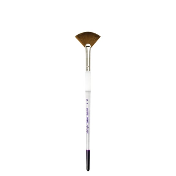 Royal Brush Soft-Grip Synthetic Sable Brush, Fan, 6