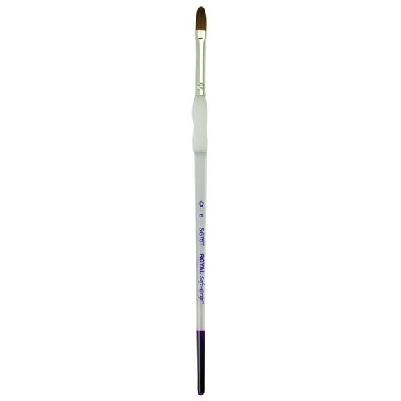 Royal Brush Soft-Grip Synthetic Sable Brush, Filbert, 6