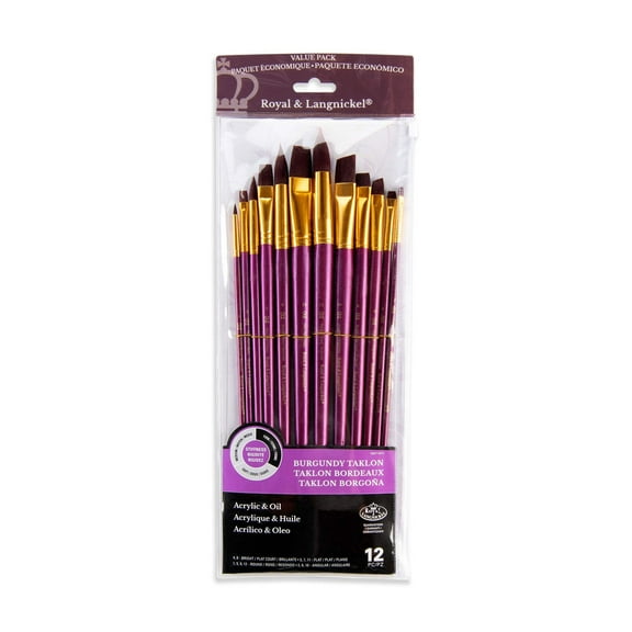 RSET-9315 | 12pc Burgundy Taklon Long Handle Variety Brush Set