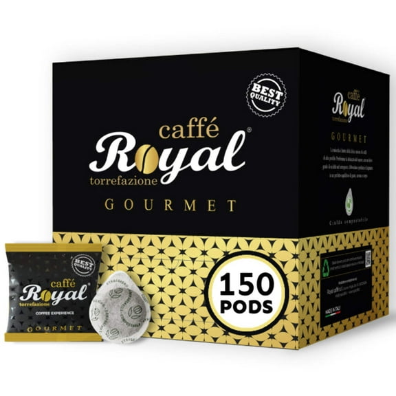 Royal Caffe ESE Pods Italian Espresso, Gourmet Blend Medium Roast, 70% Arabica Beans, Single Serving Coffee Pods, 150 Count (1 Pack, 8 Grams Each), For E.S.E Coffee Machines,