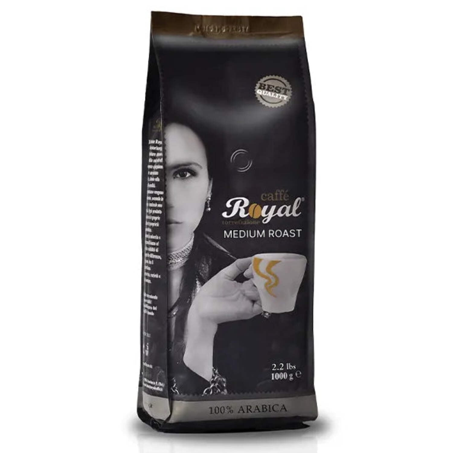Royal Caffe Italian Coffee Beans –  100% Arabica, Medium Roast, Smooth & Aromatic with Notes of Caramel, Fruit & Vanilla, Freshly Roasted Gourmet Coffee, 2.2 lbs (1000g), Made in Italy