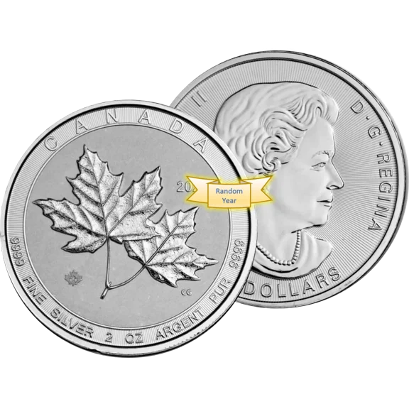 Royal Canadian Mint 2 oz Silver Canadian Maple Leaf Coin (Random Year)