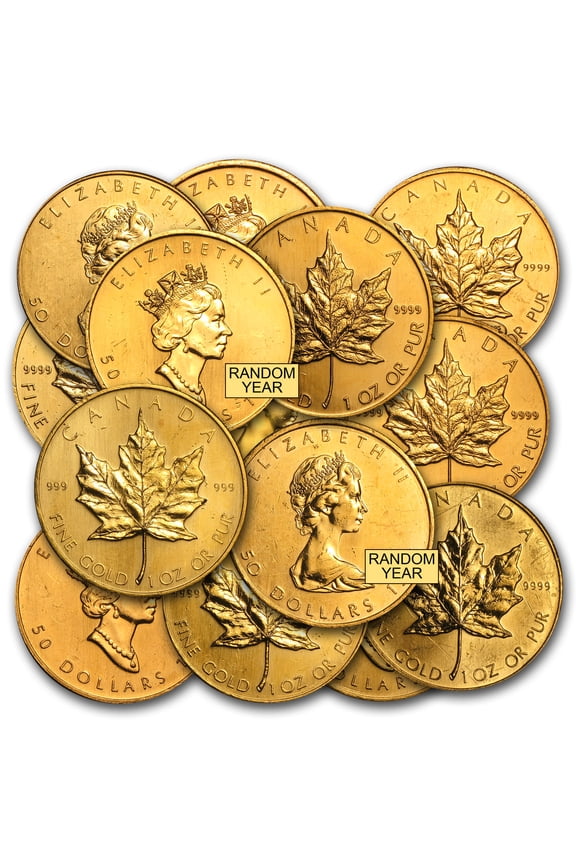 Gold Bullion Canadian Maple Leaf Coin, Abrasions, 1 oz of .9999 Fine Gold