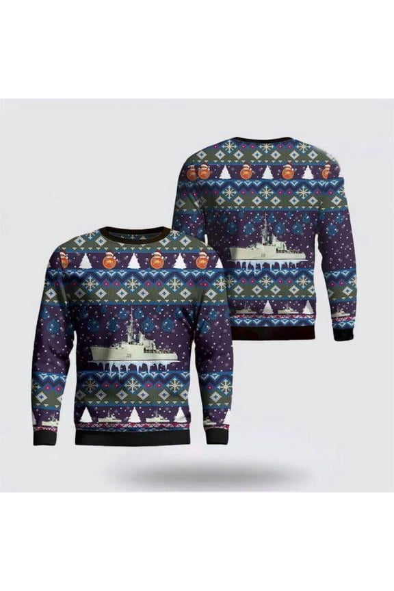 Royal Canadian Navy RCN HMCS Ottawa (DDH 229) St. Laurent Class Destroyer Christmas Sweater 3D – Christmas Sweater Gift For Military Personnel