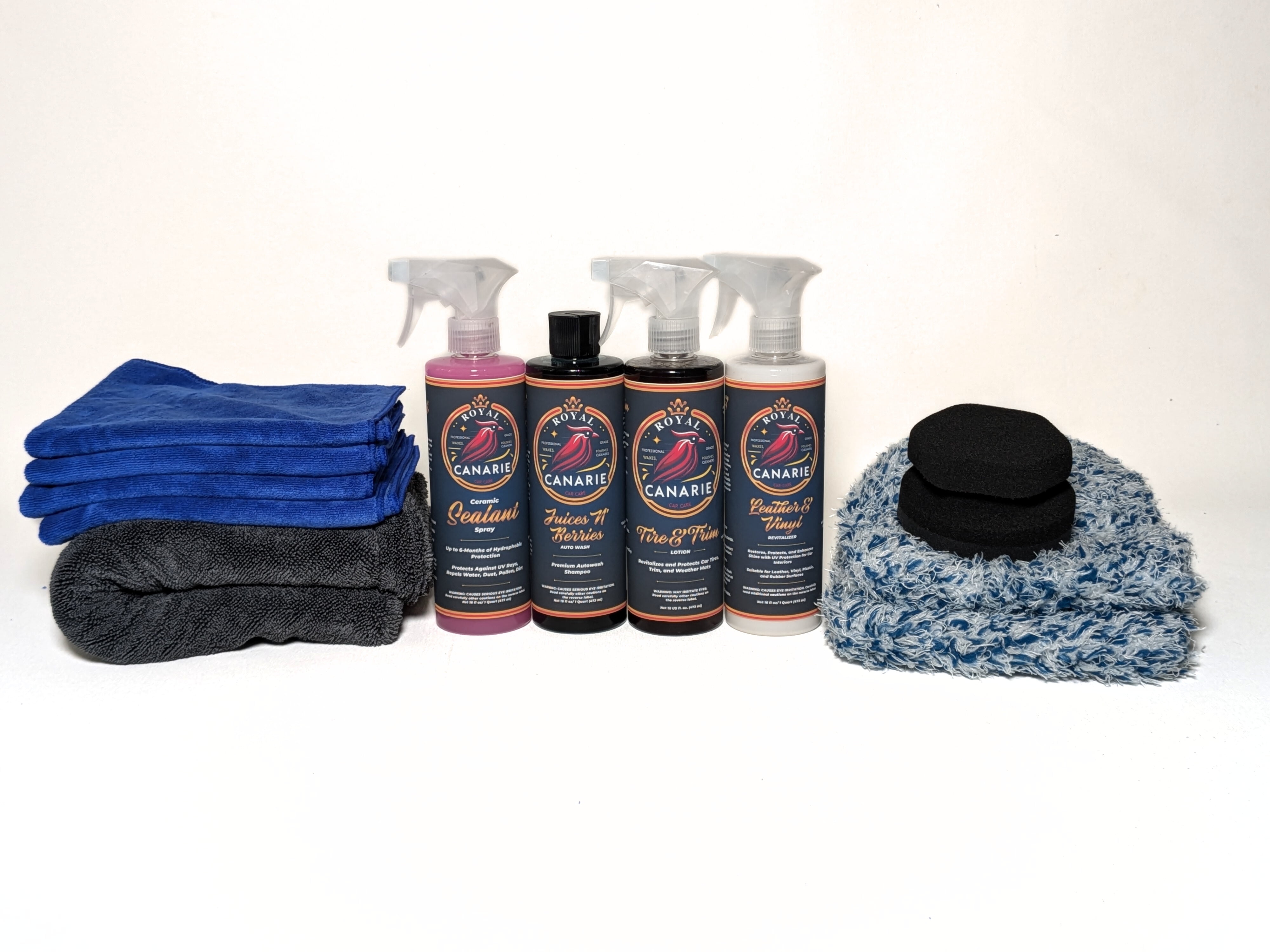 Royal Canarie's Ultimate Detailing Essentials Kit (12 Piece) -All in one Clean, Protect and Dress