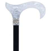 Royal Canes Black & White Pearlz with Rhinestone Collar and Black Adjustable Shaft for Men & Women