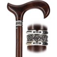 thumbnail image 1 of Luxury Walking Cane – Genuine Cocobolo Wood Walking Stick with Rich Brick Red and Dark Grain – Elegant Derby Handle – Pewter Collar – 37" Long – 18mm Tip – Stylish Cane for Men and Women, 1 of 6