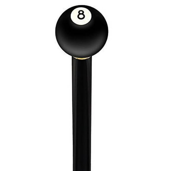 Royal RC Cane Genuine 8-Ball Handle Walking Stick Black Beechwood Cane with Shaft Brass Collar for Men & Women, 38 Inch Height, 18mm Rubber Tip, Supports up to 250 lbs