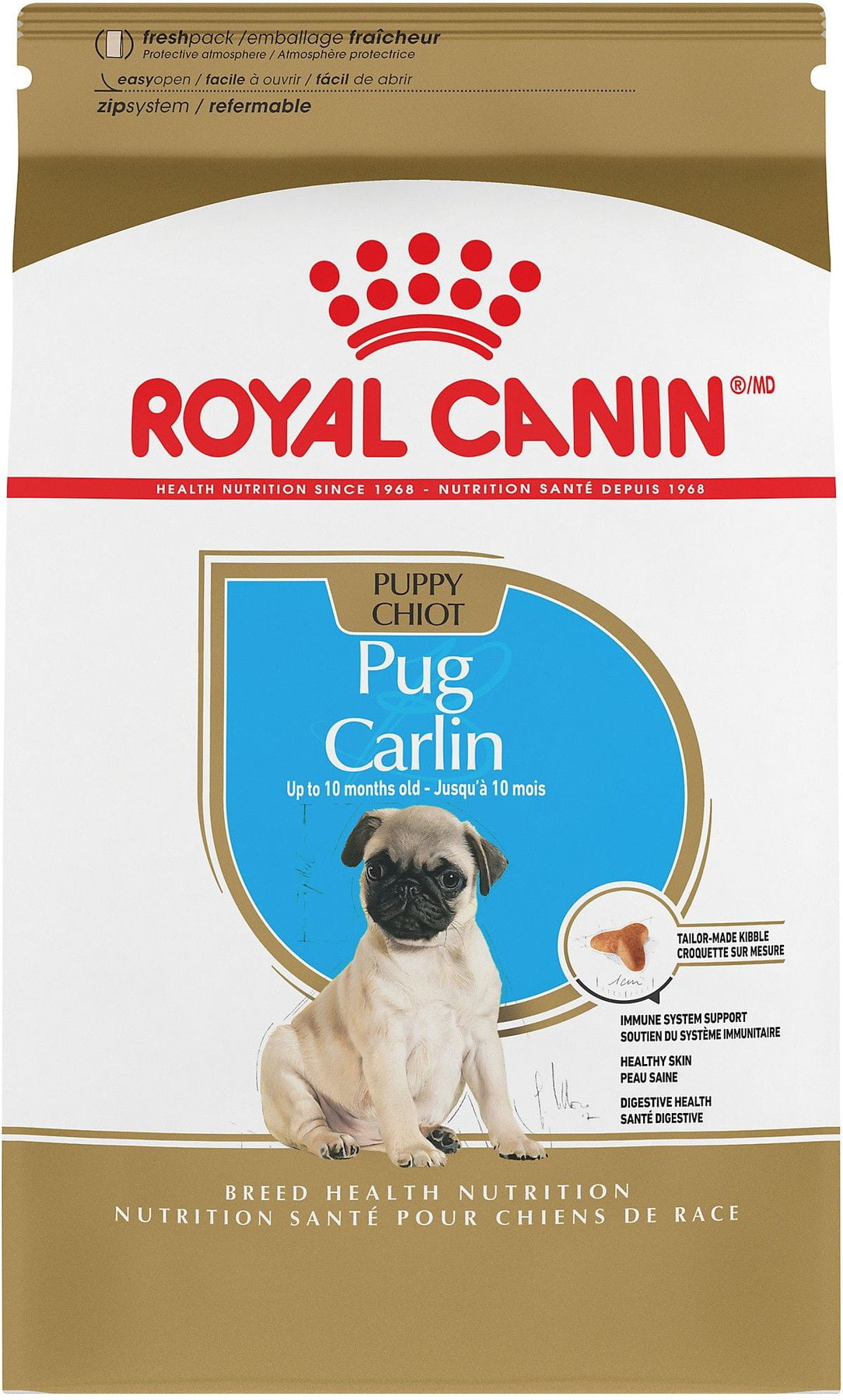 Royal Canin Breed Health Nutrition Pug Puppy Dry Dog Food, 2.5lb bag