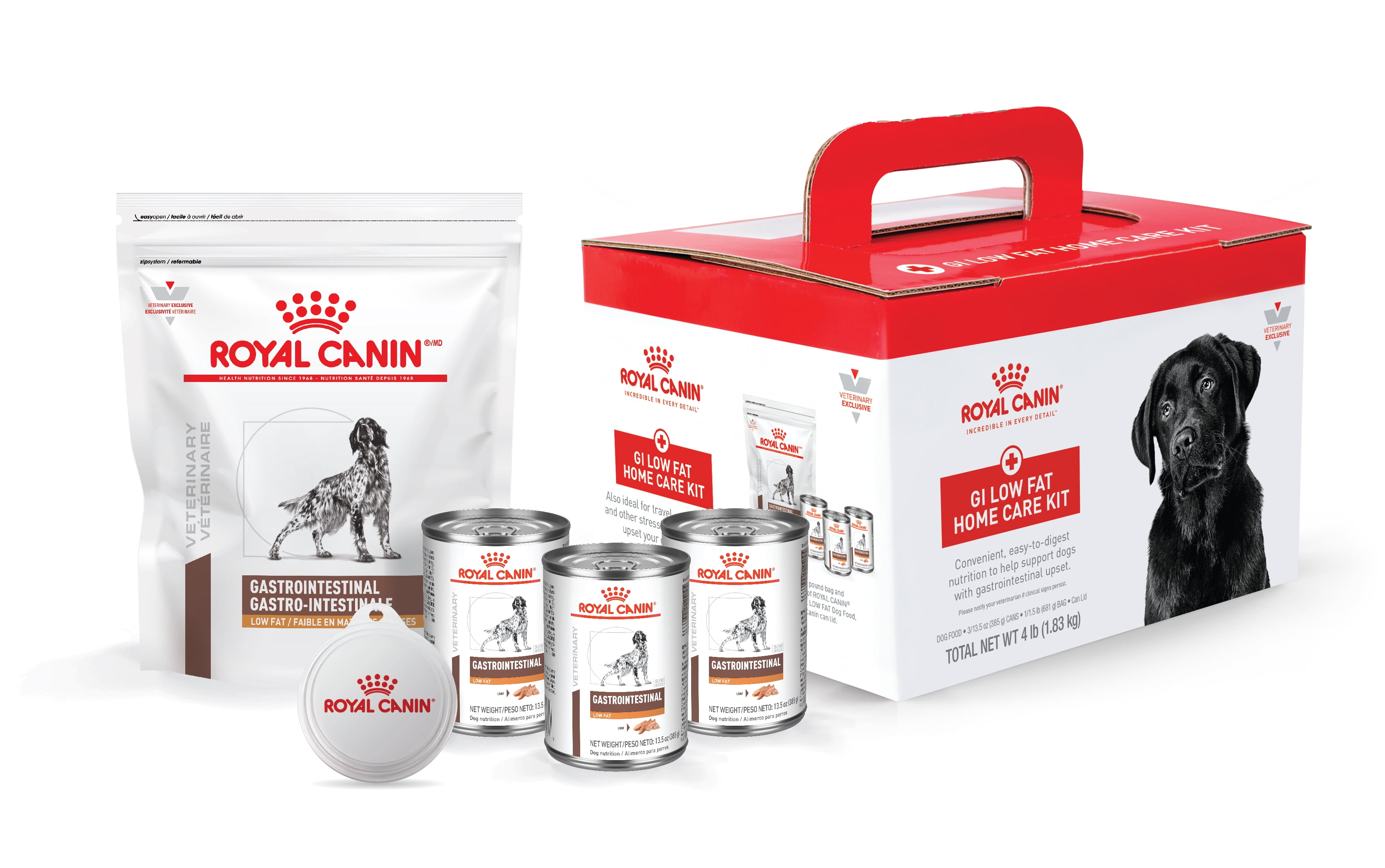 Royal Canin® Veterinary Diet® Canine Gastrointestinal Home Care Kit, 1.5 lb bag with 3 Cans