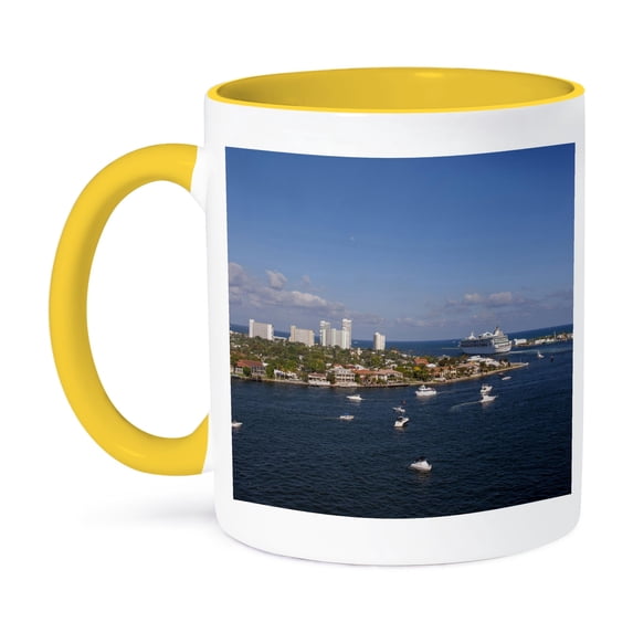 3dRose, Royal Caribbean cruise ship, Florida, USA - US10 JEN0022 - Jim Engelbrecht, 15oz Two-Tone Yellow Mug