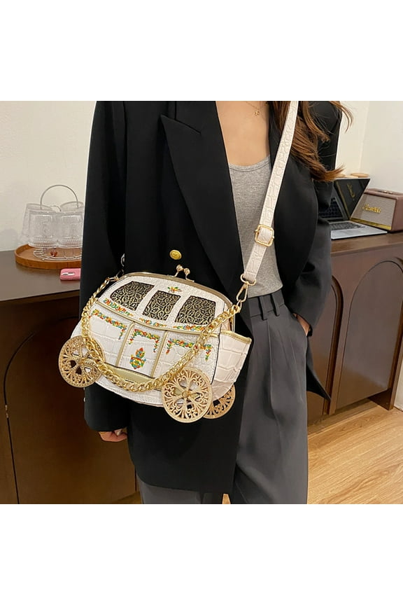 Royal Carriage Evening Tote Bag Women's Embroidered Luxury Gorgeous Leather Crossbody Bag