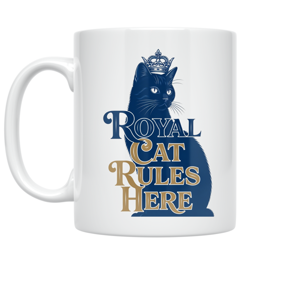 Royal Cat Rules Here - Cat Enthusiast - 11 oz Ceramic Coffee Mug