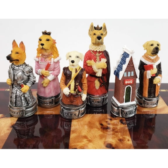Royal Cats Vs Dogs Set of Chess Men Pieces 3 3/8" King - NO BOARD