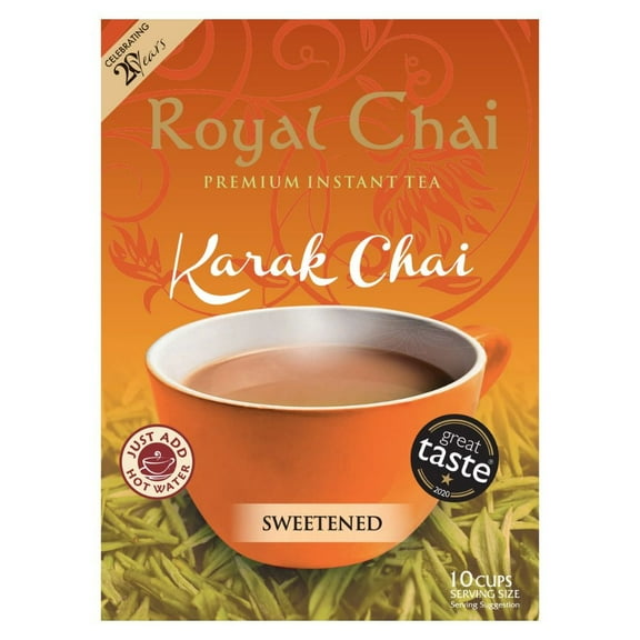 Royal Chai | Karak Chai Sweetened | 10 Count Single Box | Premium Instant Tea