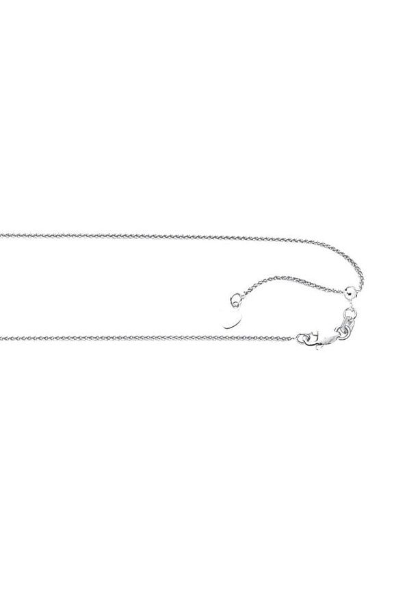 Royal Chain 1AWSP-22 10K White Gold Diamond Cut Textured Adjustable Round Wheat Chain with Lobster Clasp