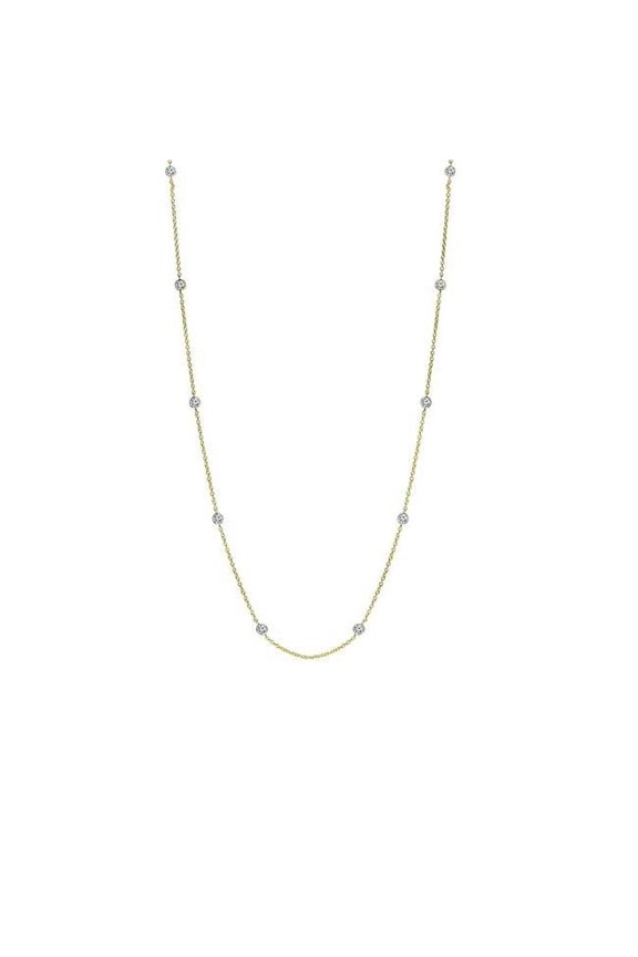 Royal Chain AGN2047-18 18 in. Sterling Silver Yellow Diamond Cut Textured Necklace with Lobster Clasp