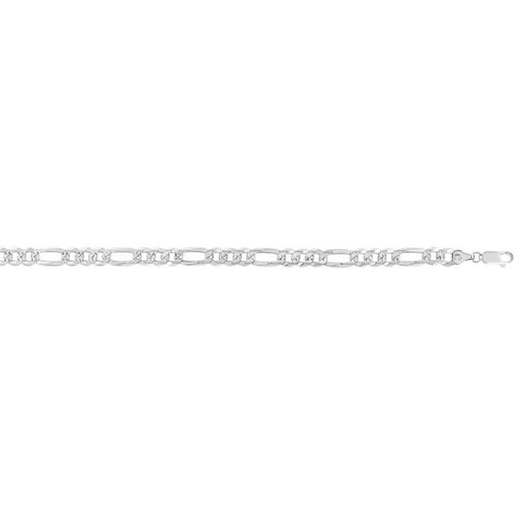 Royal Chain AGPVFG140-20 20 in. Sterling Silver Polished White Pave Figaro Chain with Lobster Clasp