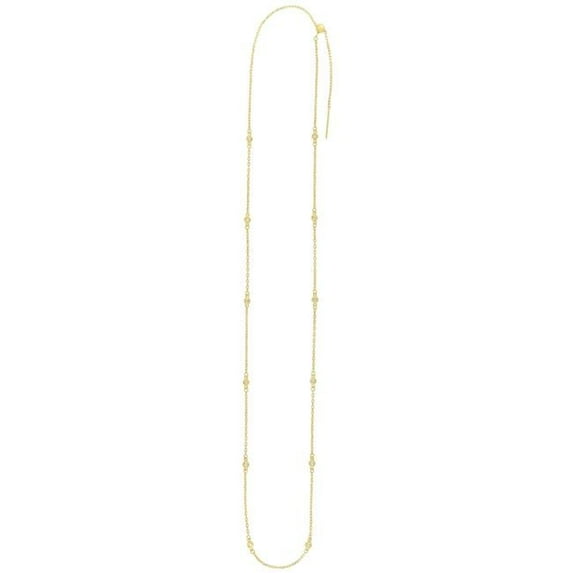 Royal Chain AJRC9577-22 14K Yellow Gold Endless Adjustable Diamond Pendant Chain with Draw String Clasp