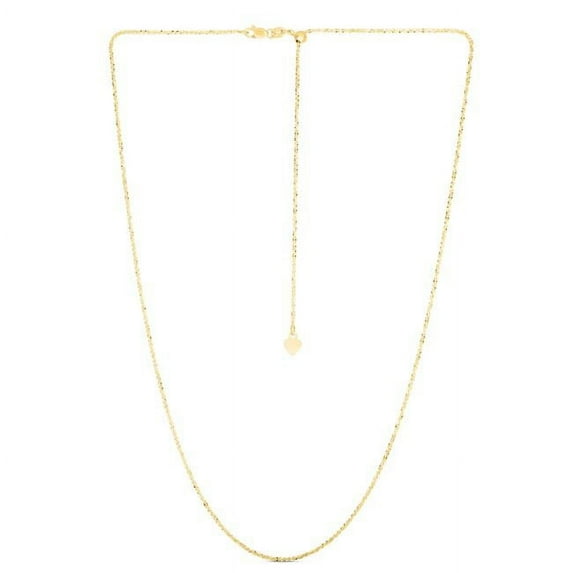 Royal Chain ASC025-22 14K Yellow Gold Adjustable Sparkle Chain with Lobster Clasp
