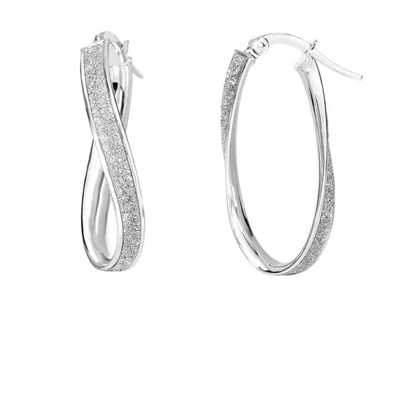 Royal Chain ER2928 14K White Gold Diamond Cut Textured Earring with Hinged Clasp