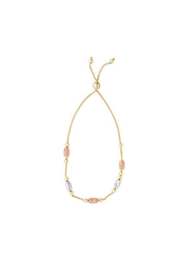 Royal Chain N4207-0925 9.25 in. 14K Tri Color Gold Polished Bracelet with Draw String Clasp