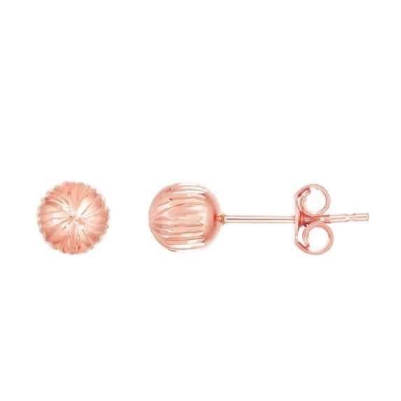 Royal Chain PER10824 14K Rose Gold Diamond Cut Textured Earring with Push Back Clasp
