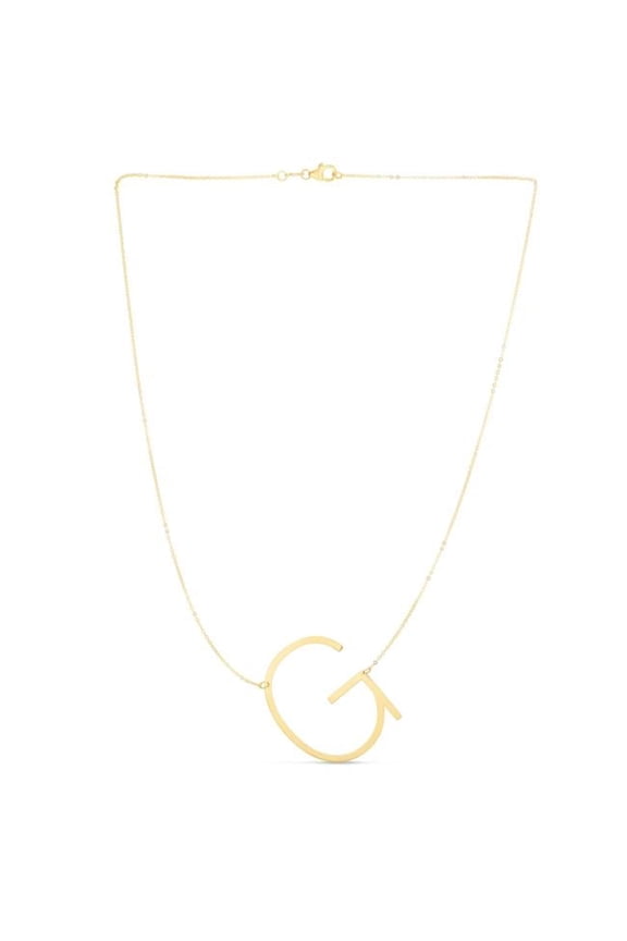 Royal Chain RCG10908-18 18 in. 14K Yellow Gold Polished Initial G Necklace with Lobster Clasp