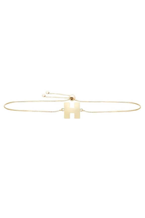 Royal Chain RCH10901-0925 9.25 in. 14K Yellow Gold Polished Initial H Bracelet with Draw String Clasp