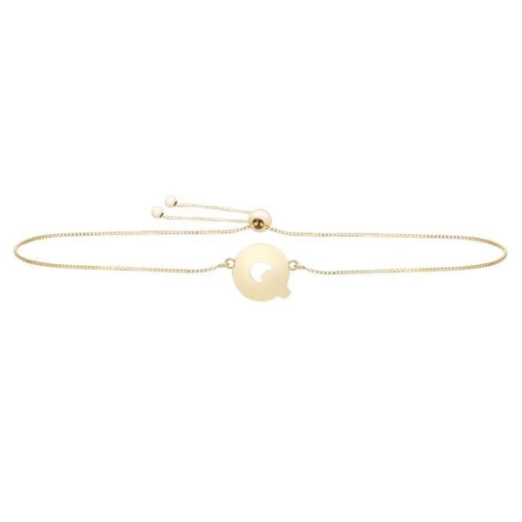 Royal Chain RCQ10901-0925 9.25 in. 14K Yellow Gold Polished Initial Q Bracelet with Draw String Clasp