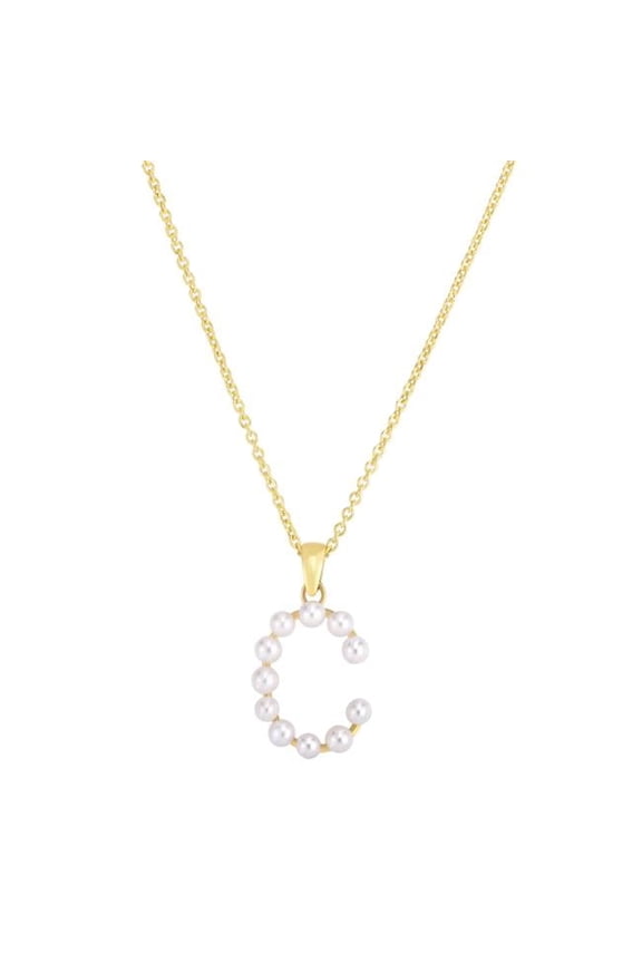 Royal Chain SETC3123-18 18 in. 14K Yellow Gold Initial C Pendant Chain Necklace