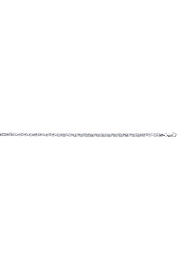 Royal Chain WBRFOX-10 10 in. 14K White Gold Diamond Cut Textured Braided Fox Chain with Lobster Clasp