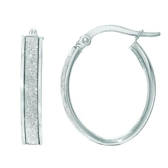 Royal Chain WER2932 14K White Gold Glitter Earring with Hinged Clasp