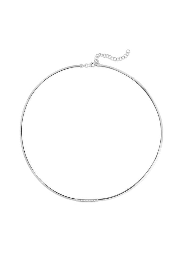 Royal Chain WRC14361-07 7 in. 14K White Gold Polished Omega Bracelet with Pear Shaped Lobster Clasp, White Diamond