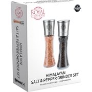 Royal Chef House Himalayan Salt and Pepper Grinder Set, Glass and Stainless Steel