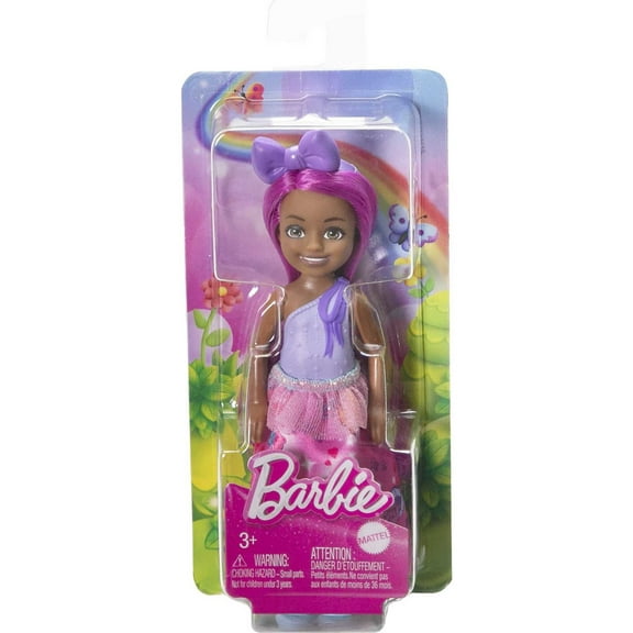 Royal Chelsea Barbie Doll with Pink Hair, Colorful Printed Skirt