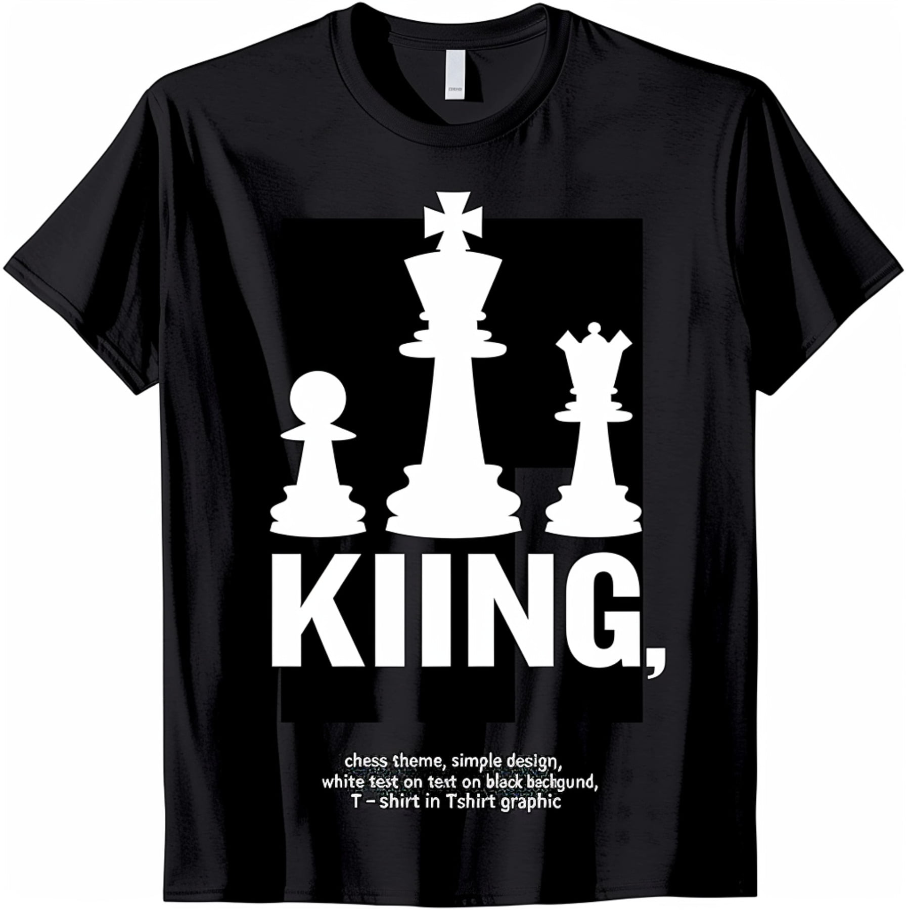 Royal Chess King Classic Black TShirt with Stylish White Text Checkmate ...