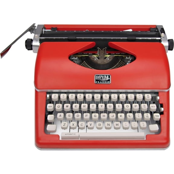 Royal Classic Manual Metal Typewriter Machine with Storage Case, Red